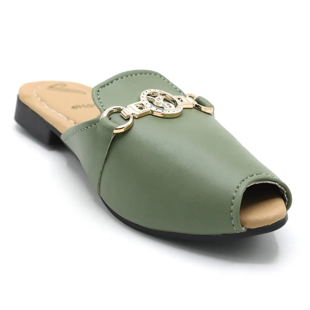 Girls Backless Pump - Light Green