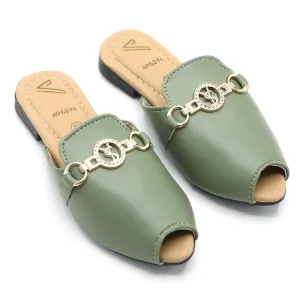 Girls Backless Pump - Light Green