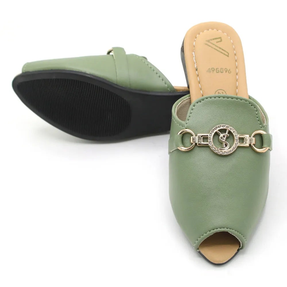 Girls Backless Pump - Light Green