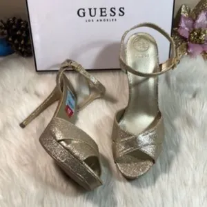 Guess Jordie Metallic Glitter Dress Sandals 10