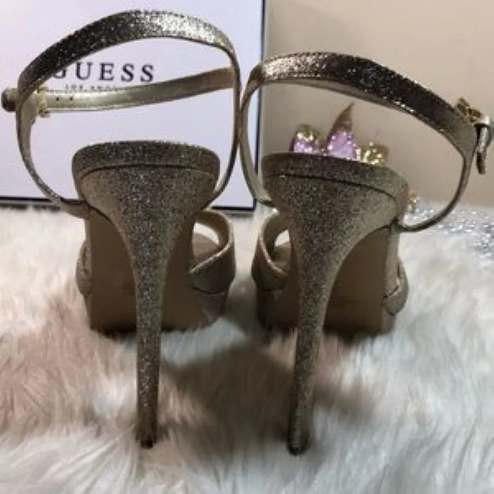 Guess Jordie Metallic Glitter Dress Sandals 10