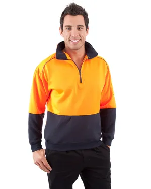 Half Zip Sweat Shirt LS - Orange/Navy
