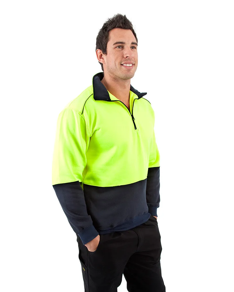 Half Zip Sweat Shirt LS - Yellow/Navy