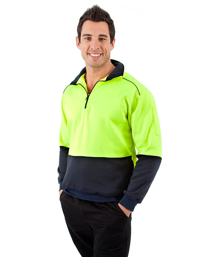 Half Zip Sweat Shirt LS - Yellow/Navy