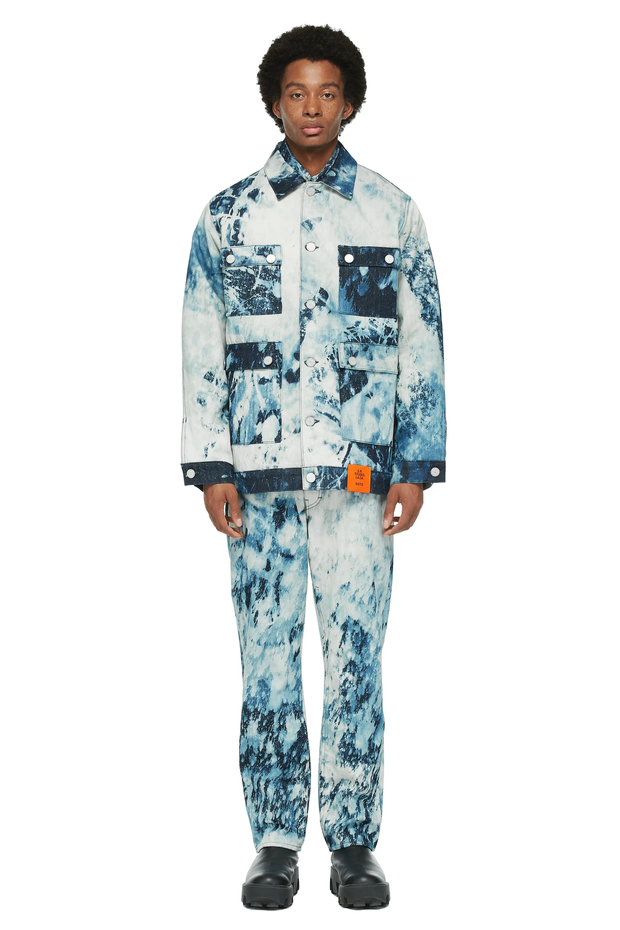 HAND-BLEACHED INDIGO SOTO BARN COAT