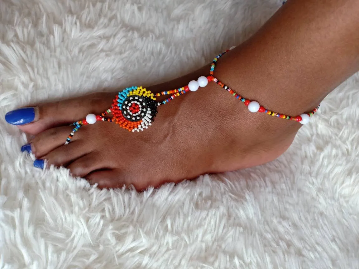 Handmade African Beaded Sandals/Authentic Maasai-Style Leather Flip-Flops Women/Boho Beach Sandals/Comfortable Summer Sandal African Gifts