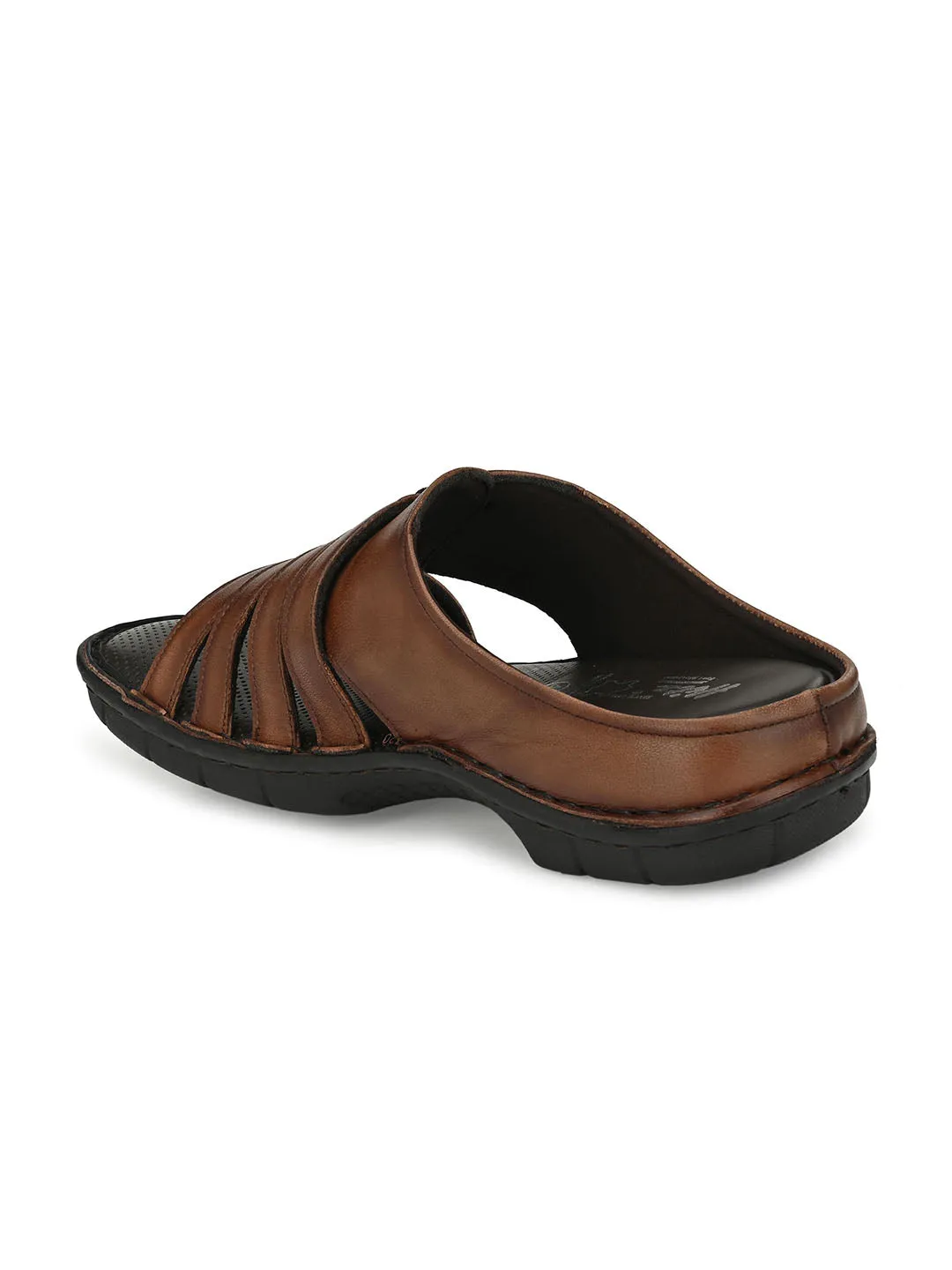 HITZ9616 Men's Brown Leather Casual Open Slipper