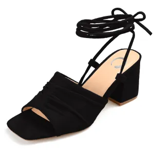 Journee Womens Felisity Open Square Toe Block Heel Dress Sandals