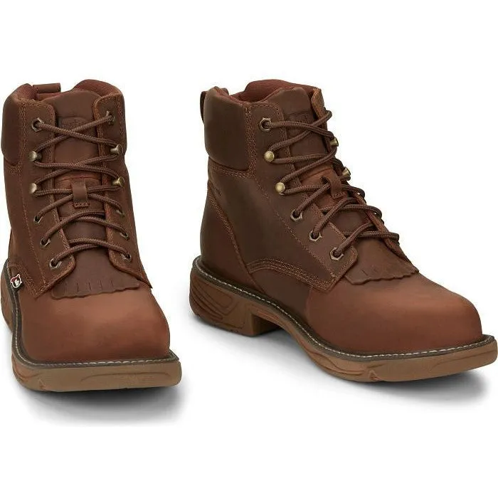 Justin Men's Rush 6" Nano Composite Toe wP Western Work Boot -Brown- SE466
