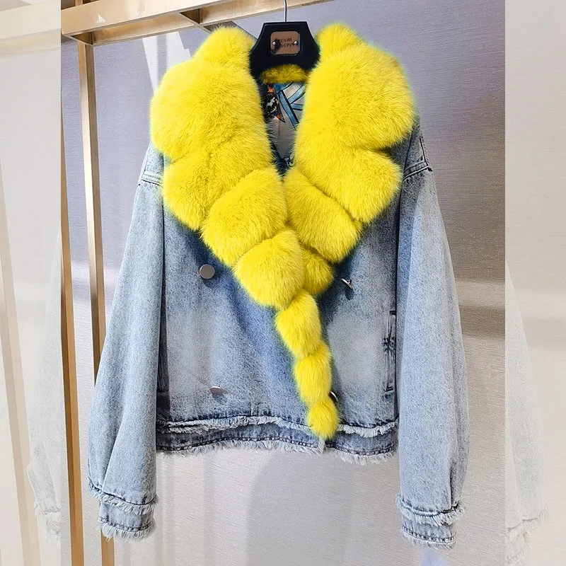 Knottery Fur Coat Suit Collar Cowboy