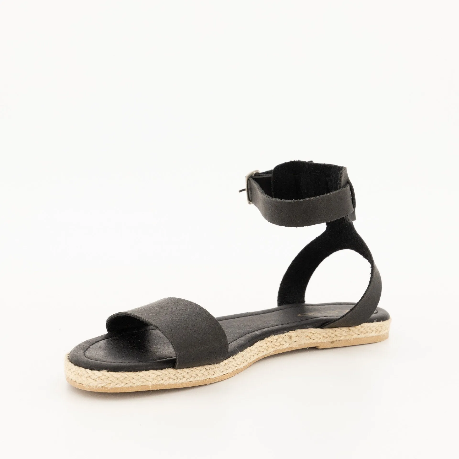 Ladies Ankle Strap Mule - Black