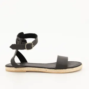 Ladies Ankle Strap Mule - Black