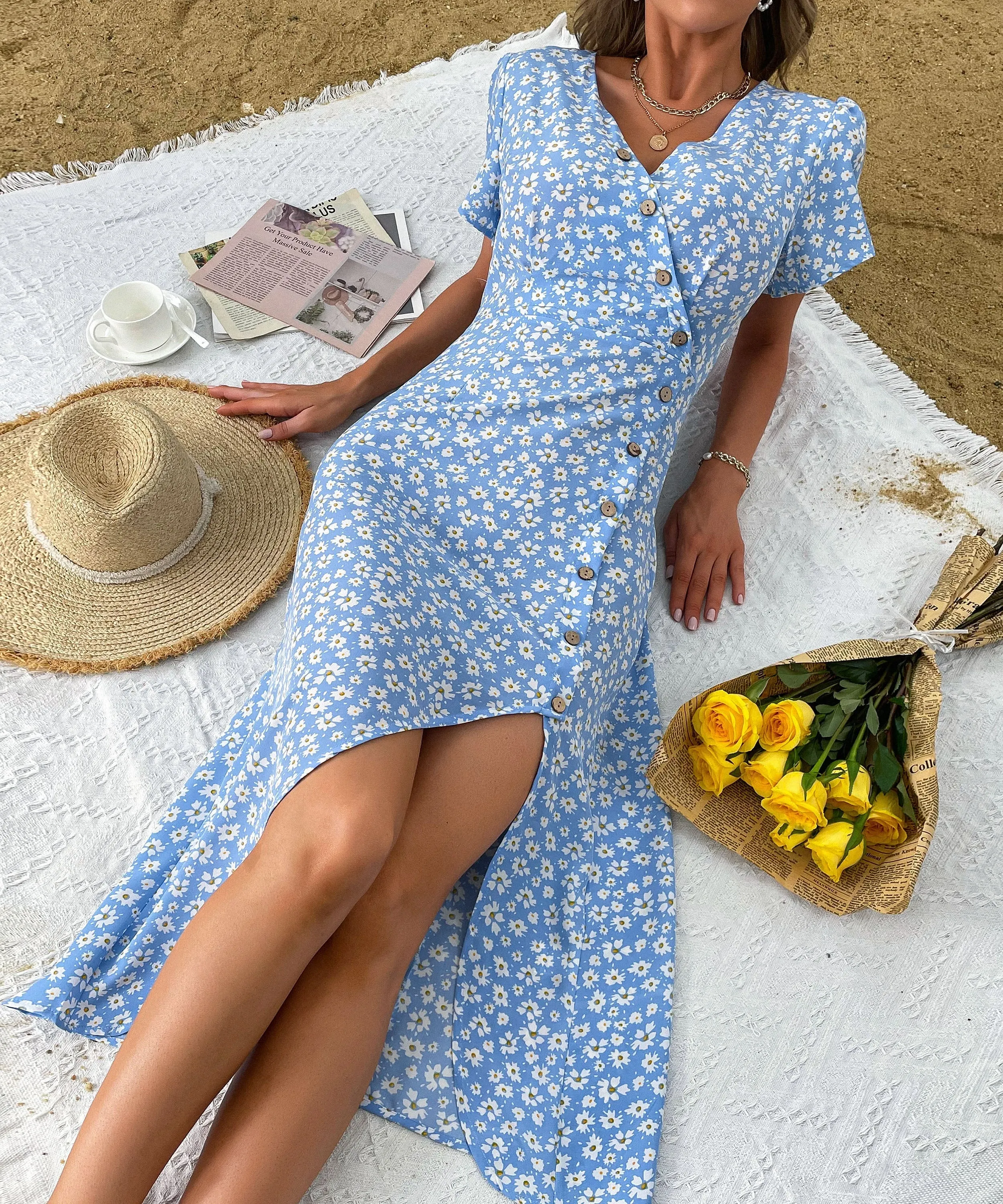 Larkin Midi Dress - Blue Print