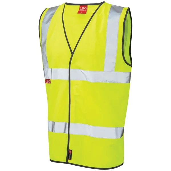 Leo Workwear Dolton W06-Y Hi Vis Flame Retardant Vest Waistcoat Yellow