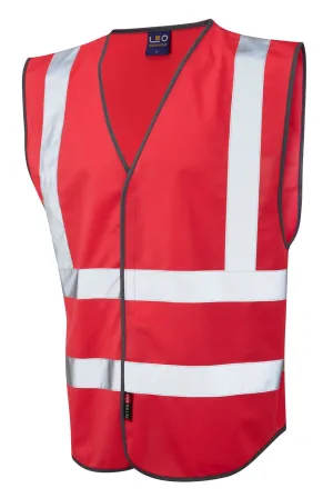 Leo Workwear Pilton W05 Reflective Lightweight Hi-Vis Waistcoat Red