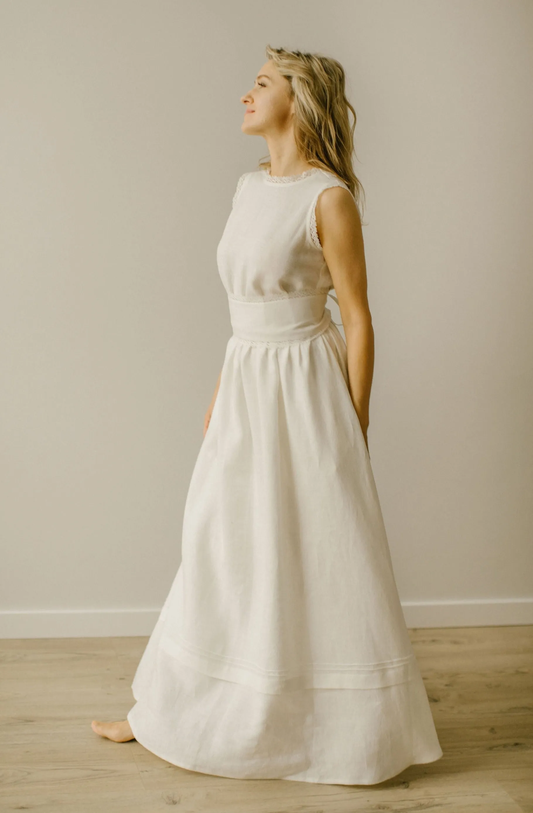 Linen Goddess Wedding Dress