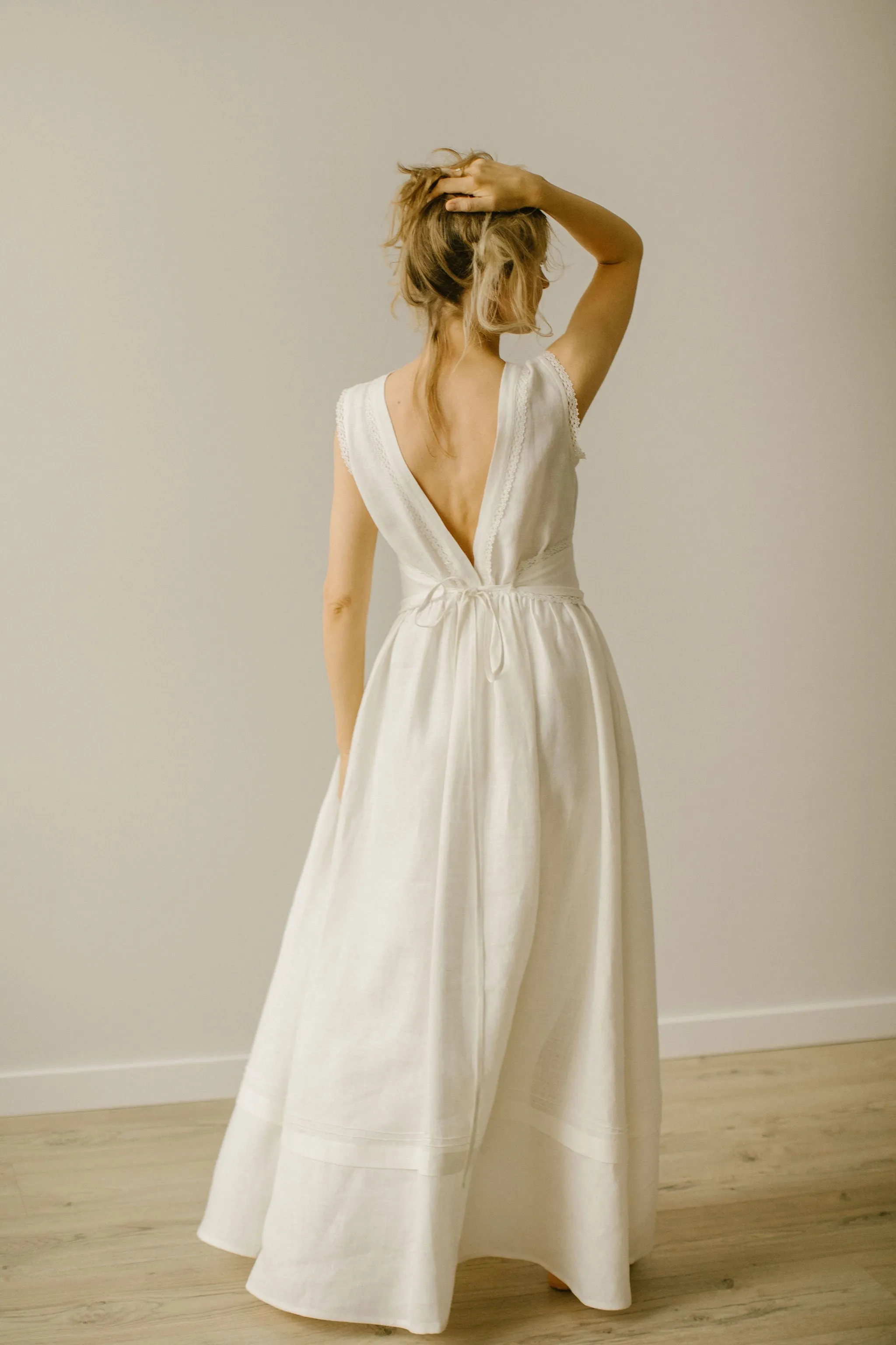 Linen Goddess Wedding Dress