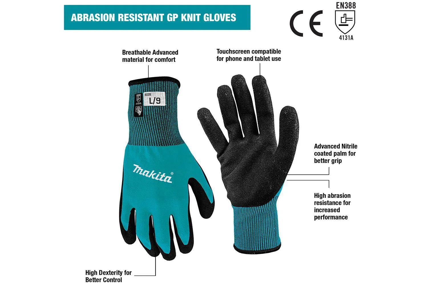 Makita - Abrasion Resistant Gp Knit Gloves