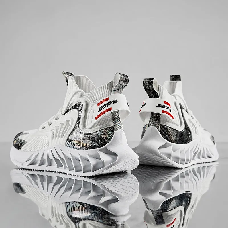 Men's Summer Breathable White Sports Running And Autumn Heightening Basketball Shoes