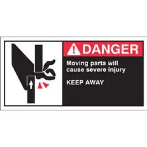 MOVING PARTS WILL CAUSE SEVERE INJURY KEEP AWAY Labels