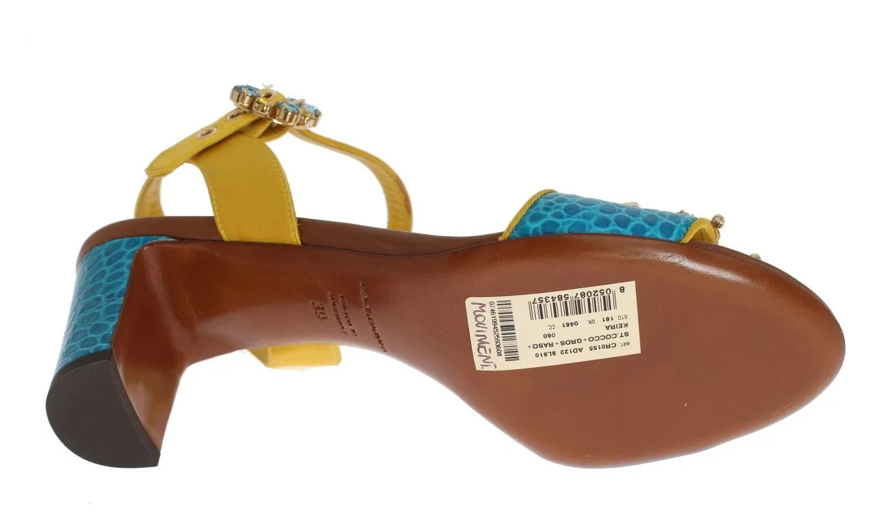 Multicolor Crocodile Skin Crystal Sandal Shoes