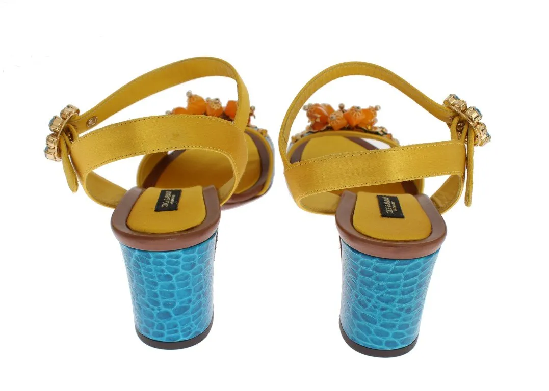 Multicolor Crocodile Skin Crystal Sandal Shoes