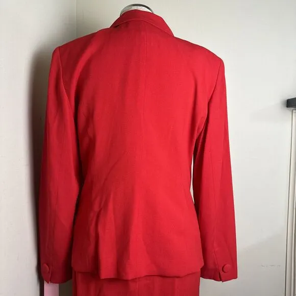 NWT Vintage Saville 2 Piece Suit Red Jacket Skirt Lined Classic Size 8 NWT