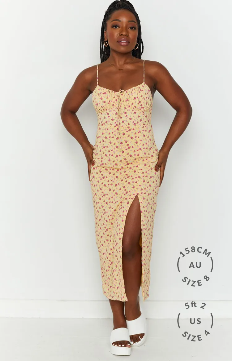 Paloma Yellow Floral Midi Dress