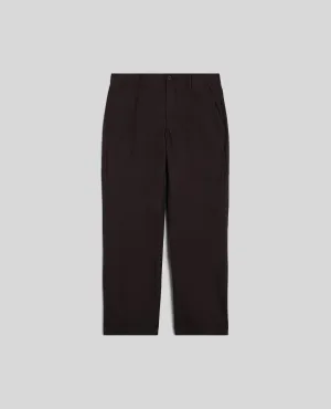 PANTALONE LAB IN TELA RUSTICA DI COTONE E LINO - MARRONE