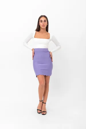 Parker Scalloped Pencil Skirt - Purple