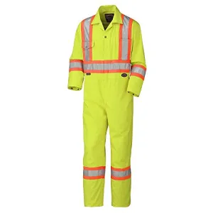 Pioneer 7-Pocket CSA High Visibility Safety Work Coverall, Action Back and Elastic Waist, Tall Fit