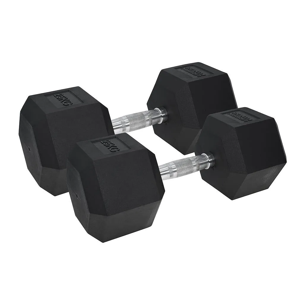 Pro Hex Dumbbells-Rubber Coated (2x25kg)