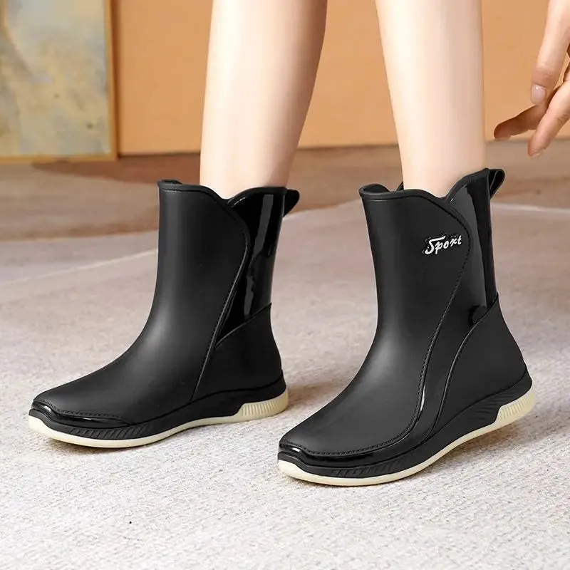 Rain Boots Womens Waterproof Shoes Rubber Shoes Cotton-Padded Rubber Boots Adult Non-Slip Work Shoes