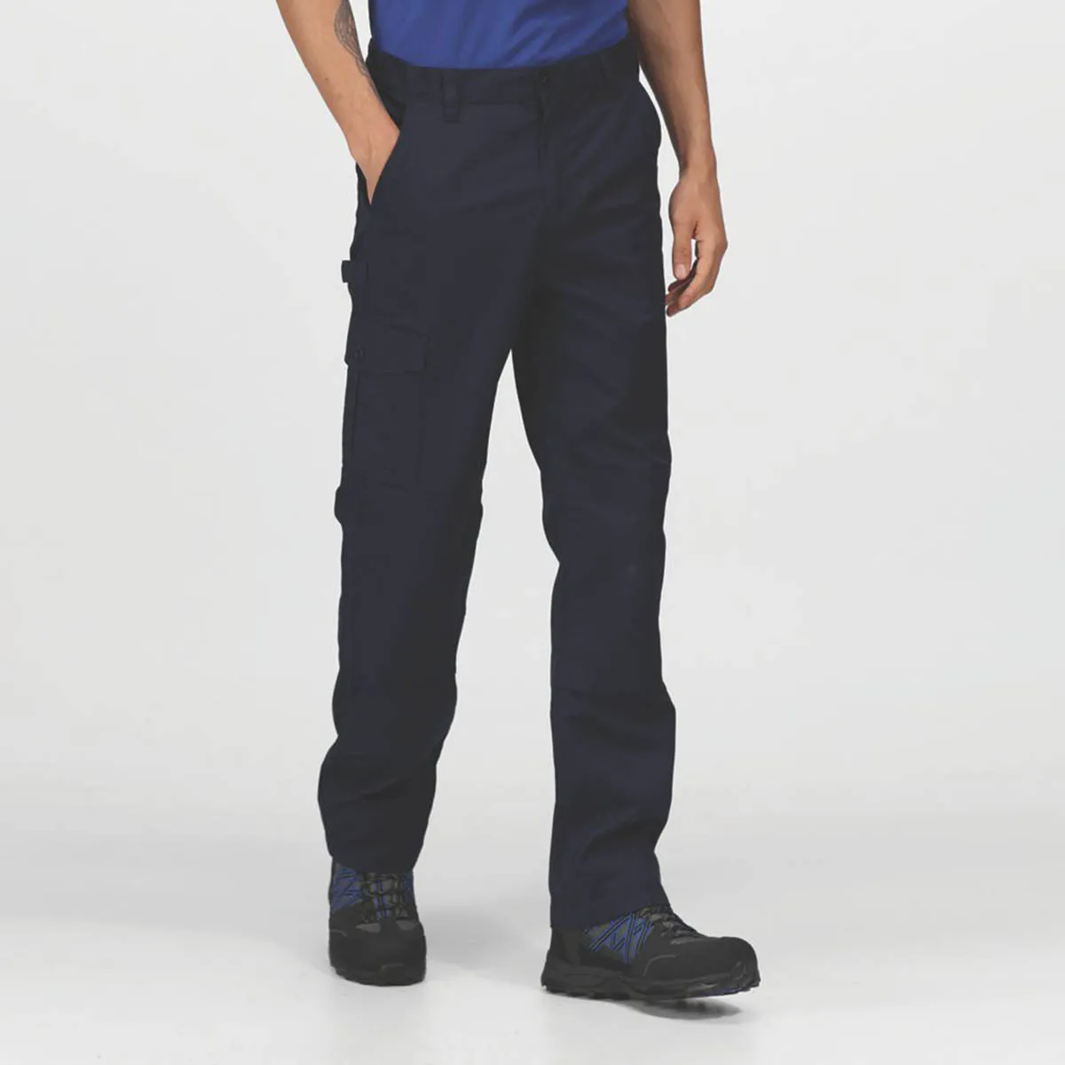 Regatta Mens Work Trousers Cargo Navy Classic Fit Pockets Comfort 44" W 29" L