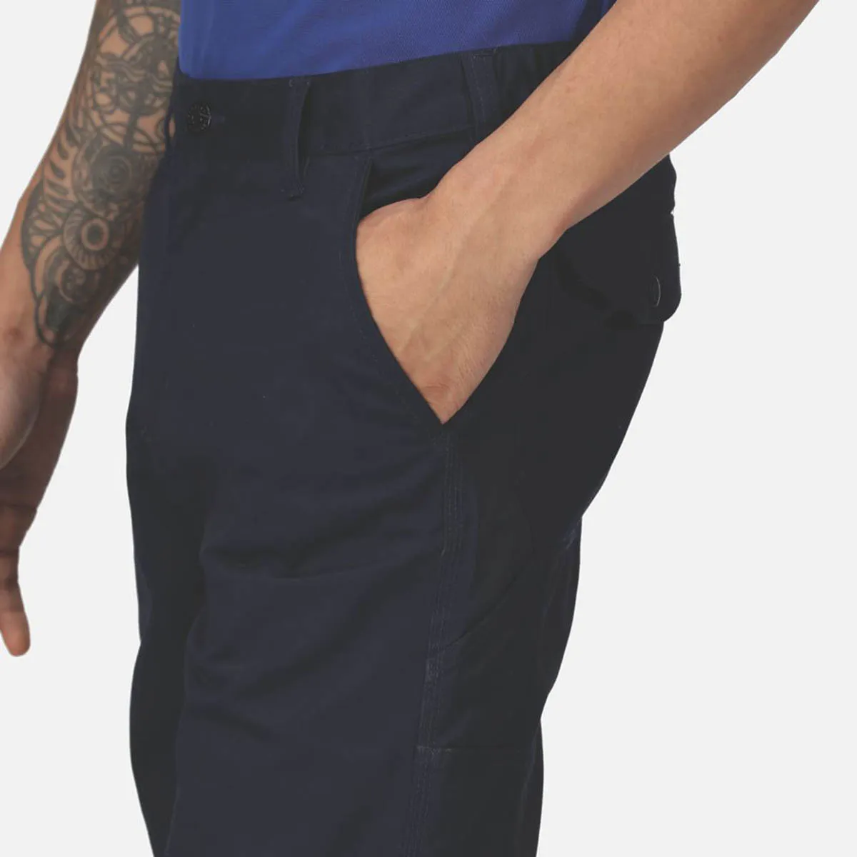 Regatta Mens Work Trousers Cargo Navy Classic Fit Pockets Comfort 44" W 29" L