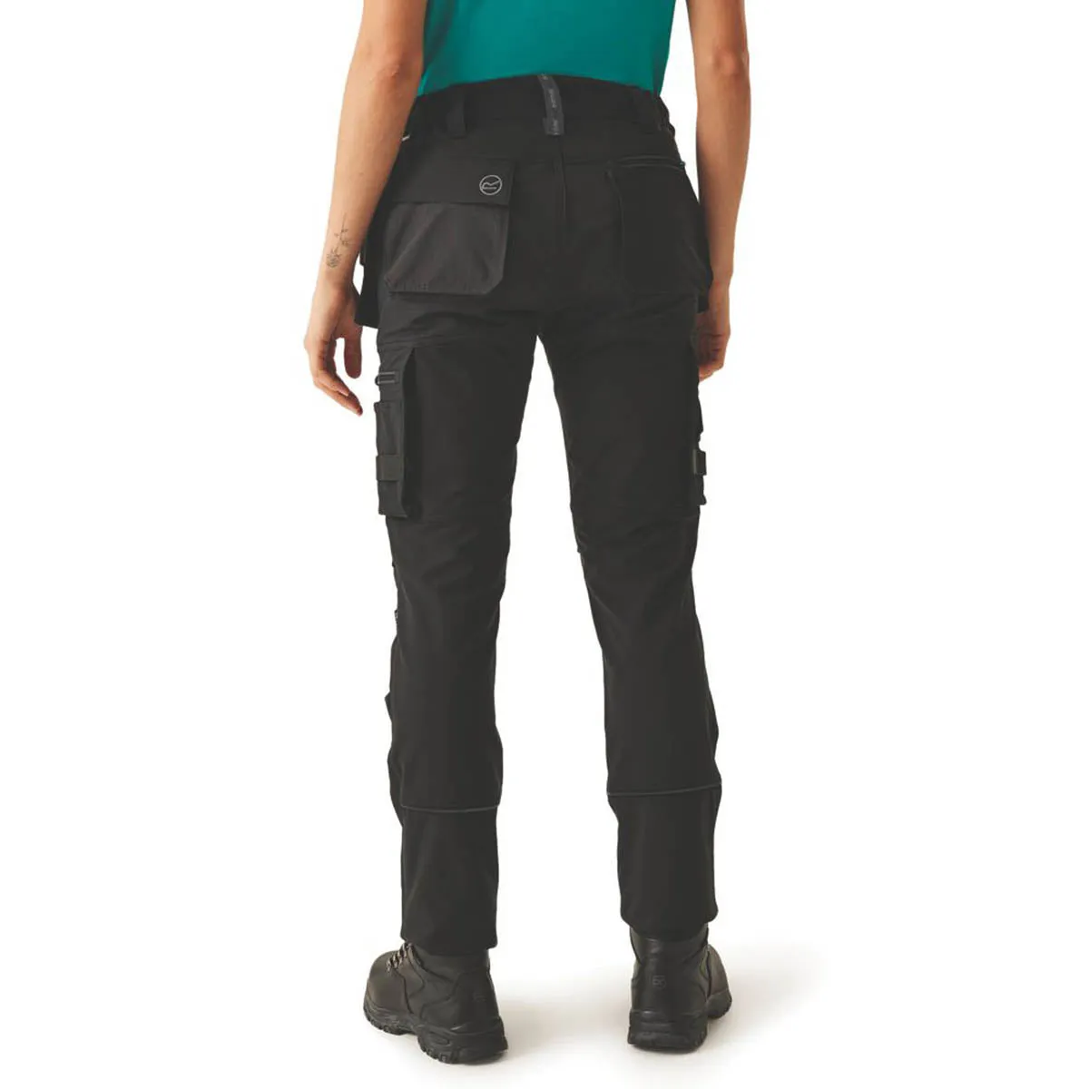 Regatta Work Trousers Womens Regular Fit Black Cargo Multi Pockets Size 10 31"L