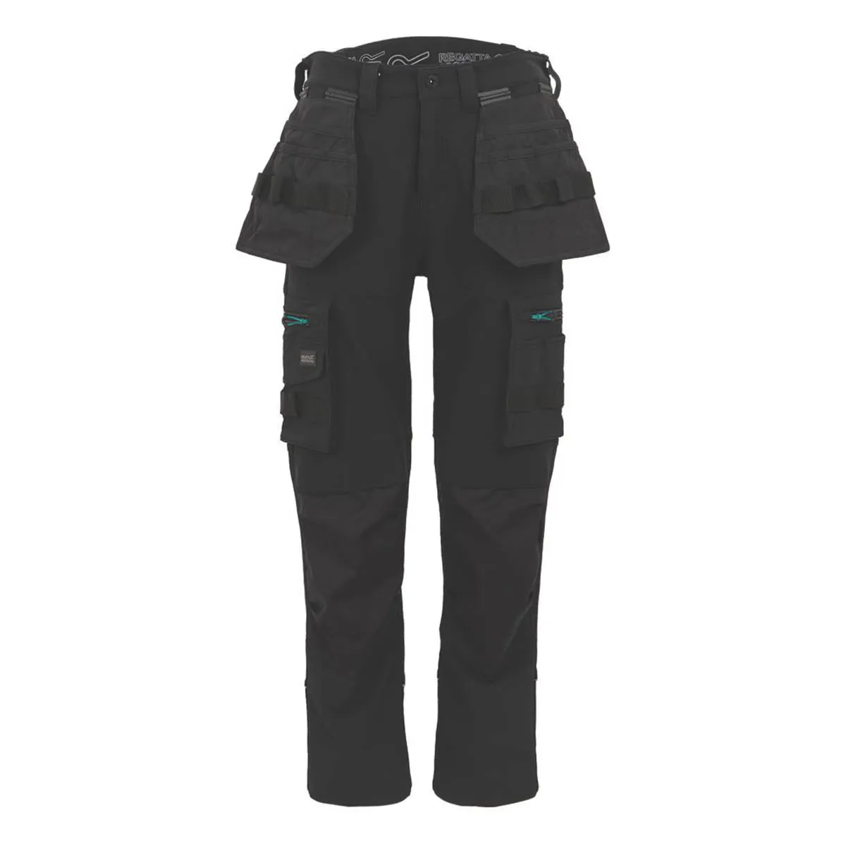 Regatta Work Trousers Womens Regular Fit Black Cargo Multi Pockets Size 10 31"L