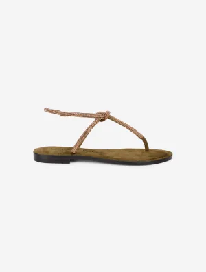 Rhinestone olive green suede sandals