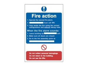 Scan Fire Action Procedure - PVC Sign 200 x 300mm
