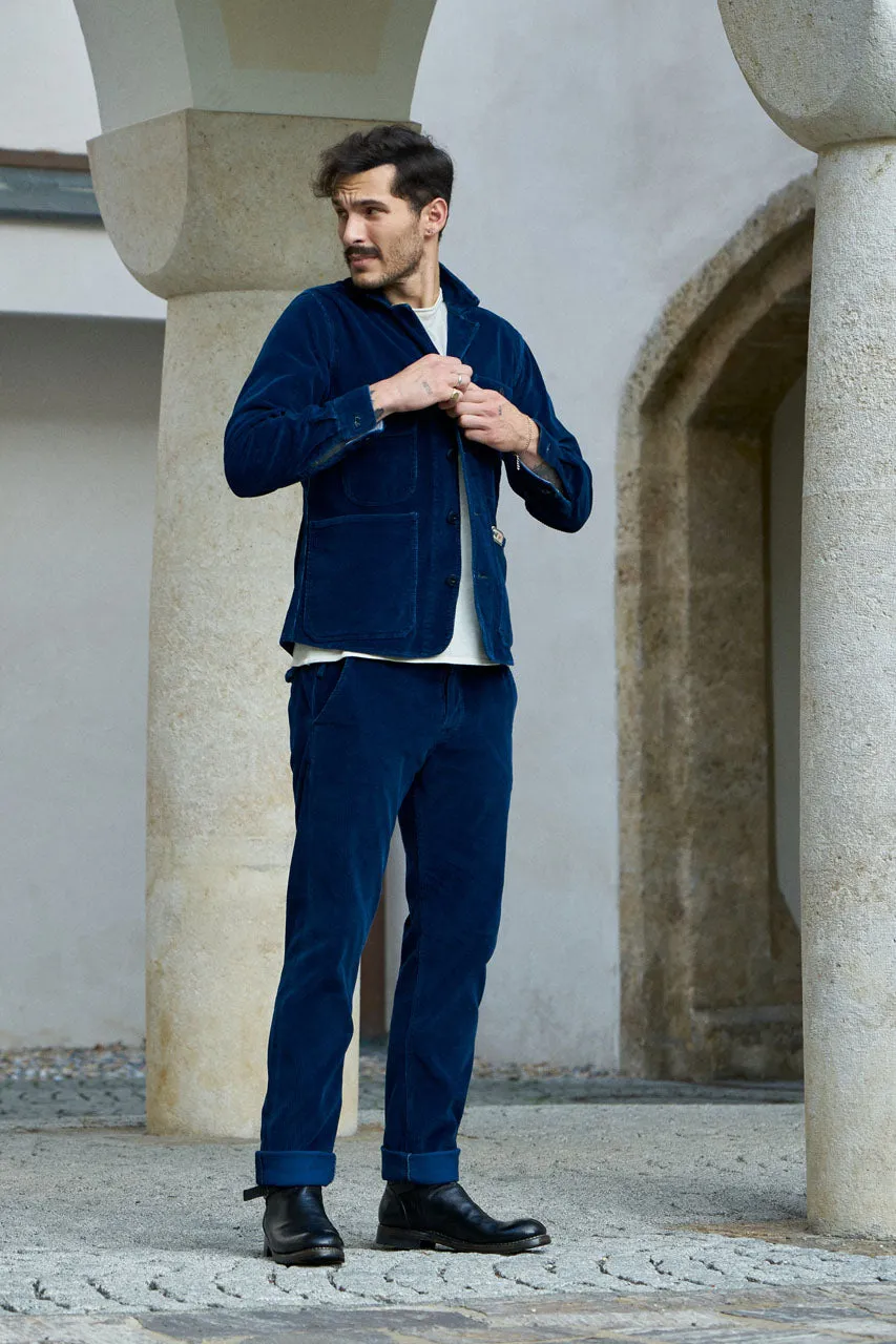 Scarti Lab Work Jacket 405-SH454 Indigo Corduroy Stone Wash