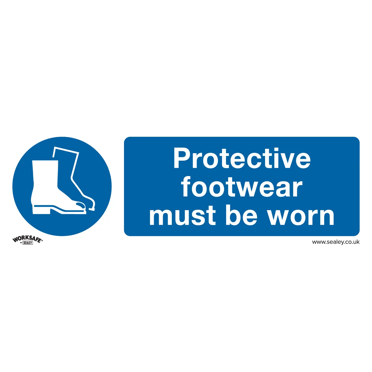 Sealey Mandatory Safety Sign - Protective Footwear Must Be Worn - Rigid Plastic