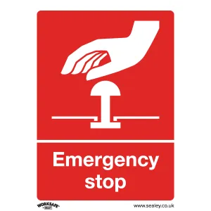 Sealey Safe Conditions Safety Sign - Emergency Stop - Rigid Plastic - Pack of 10