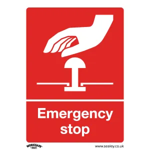 Sealey Safe Conditions Safety Sign - Emergency Stop - Self-Adhesive Vinyl