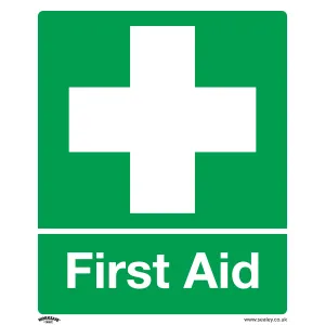 Sealey Safety Sign - First Aid - Self-Adhesive Vinyl - Pack of 10