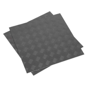 Sealey Vinyl Floor Tile with Peel & Stick Backing - Silver Treadplate Pack of 16