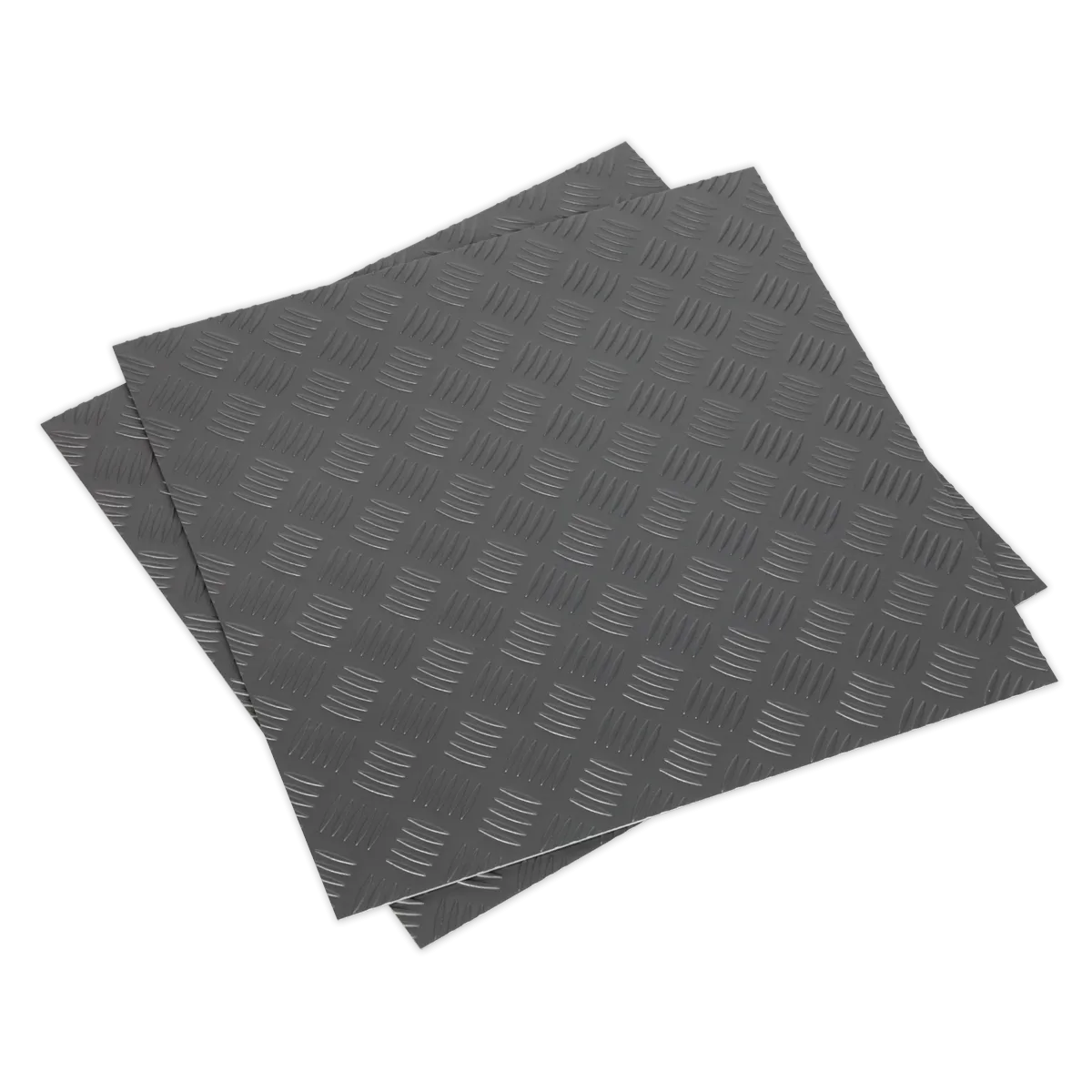 Sealey Vinyl Floor Tile with Peel & Stick Backing - Silver Treadplate Pack of 16