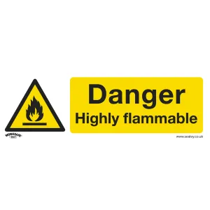 Sealey Warning Safety Sign - Danger Highly Flammable - Self-Adhesive Vinyl