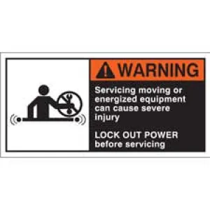 SERVICING MOVING OR ENERGIZED EQUIPMENT CAN CAUSE Labels