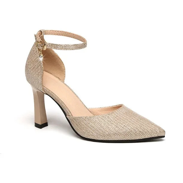 Small Glitter Ankle Strap Dress Heels BS364