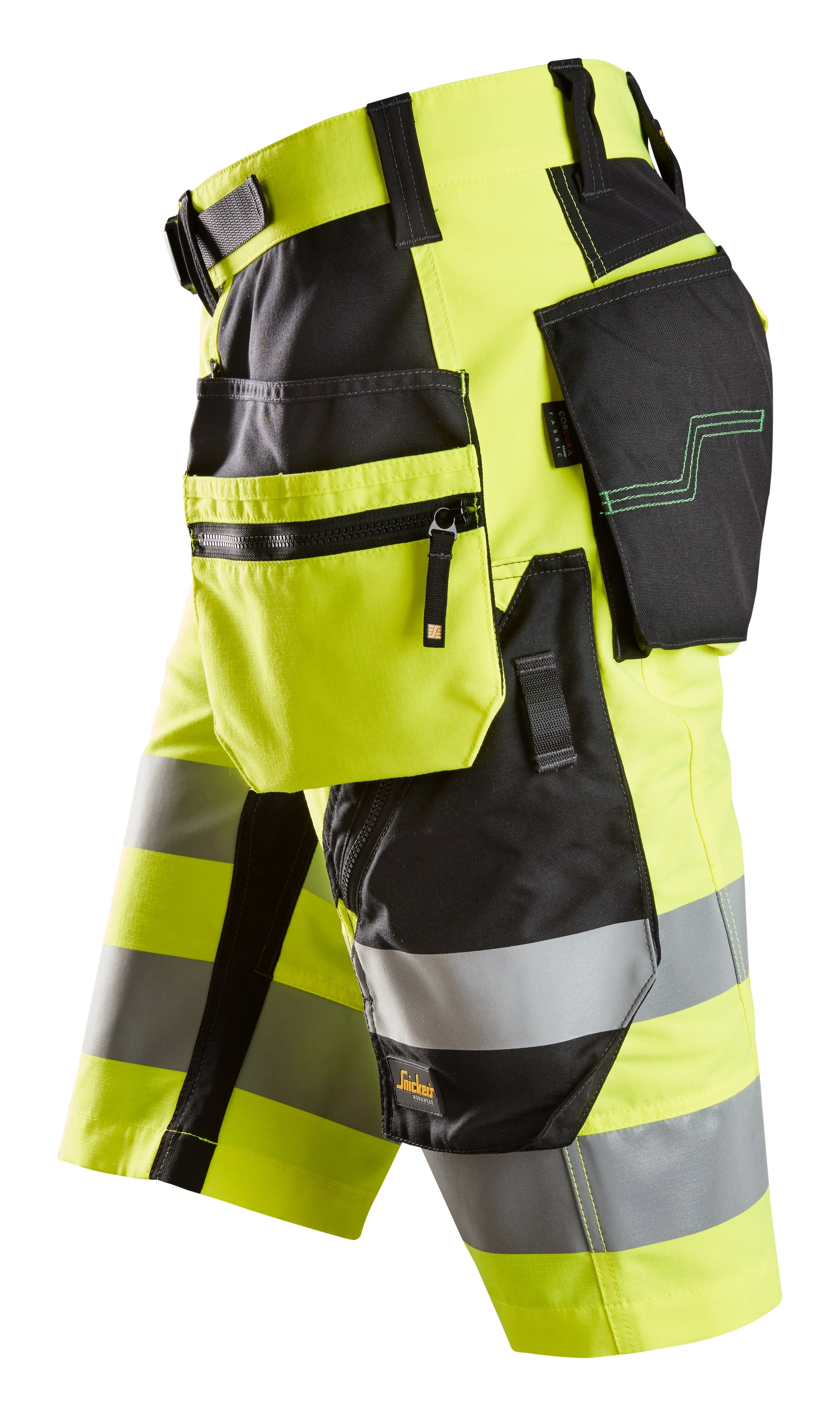 Snickers FlexiWork, High-Vis Shorts  Holster Pockets Class 1